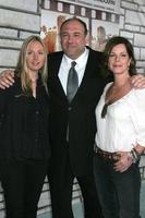 LOS ANGELES, APR 11 - Hope Davis, James Gandolfini, Marcia Gay Harden arriving at the HBO Films Cinema Verite Los Angeles Premiere at Paramount Studios on April 11, 2011 in Los Angeles, CA photo