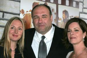 LOS ANGELES, APR 11 - Hope Davis, James Gandolfini, Marcia Gay Harden arriving at the HBO Films Cinema Verite Los Angeles Premiere at Paramount Studios on April 11, 2011 in Los Angeles, CA photo