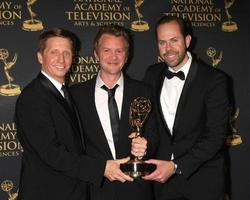 LOS ANGELES, FEB 24 - Bradley Bell, Anthony Ferrari, Casey Kasprzyk at the Daytime Emmy Creative Arts Awards 2015 at the Universal Hilton Hotel on April 24, 2015 in Los Angeles, CA photo