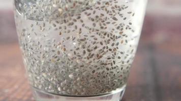 Hydrated chia seeds in a cup close up, egg substitute video