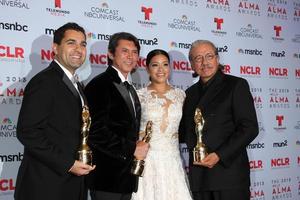 LOS ANGELES, SEP 27 - Youssef Delara, Lou Diamond Phillips, Gina Rodriguez, Edward James Olmos at the 2013 ALMA Awards, Press Room at Pasadena Civic Auditorium on September 27, 2013 in Pasadena, CA photo