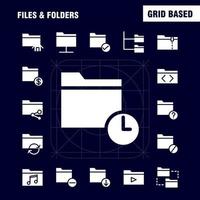 Files And Folders Solid Glyph Icon Pack For Designers And Developers Icons Of Connect Folder Network Files Edit Folder Pencil Write Vector