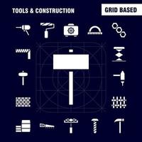 herramientas y construcción paquete de iconos de glifo sólido para diseñadores y desarrolladores vector