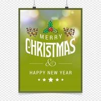 Christmas greetings card with typography and green background vector