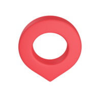 Red pin for pointing the destination on the map. 3d illustration png