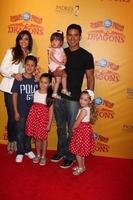 LOS ANGELES, JUL 12 - Courtney Mazza, Mario Lopez and daughter in his arms , and his neices and nephew arrives at Dragons presented by Ringling Bros and Barnum and Bailey Circus at Staples Center on July 12, 2012 in Los Angeles, CA photo