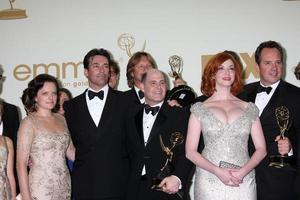 LOS ANGELES, SEP 18 - Elisabeth Moss, Jon Hamm, Matthew Weiner, Christina Hendricks in the Press Room at the 63rd Primetime Emmy Awards at Nokia Theater on September 18, 2011 in Los Angeles, CA photo