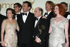 LOS ANGELES, SEP 18 - Elisabeth Moss, Jon Hamm, Matthew Weiner, Christina Hendricks in the Press Room at the 63rd Primetime Emmy Awards at Nokia Theater on September 18, 2011 in Los Angeles, CA photo