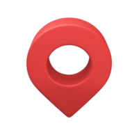 Red pin for pointing the destination on the map. 3d illustration png