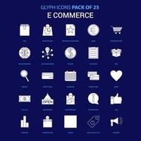 ECommerce White icon over Blue background 25 Icon Pack vector