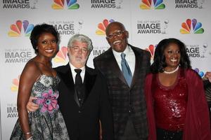 LOS ANGELES, FEB 17 - Mellody Hobson George Lucas, Samuel L Jackson, LaTanya Richardson
 arrives at the 43rd NAACP Image Awards at the Shrine Auditorium on February 17, 2012 in Los Angeles, CA photo