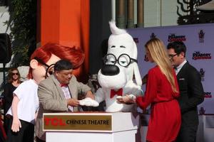 LOS ANGELES, FEB 14 - Sherman, Mr Peabody, Ty Burrell at the Mr Peabody honored with Pawprints in Cement at TCL Chinese Theater on February 14, 2014 in Los Angeles, CA photo