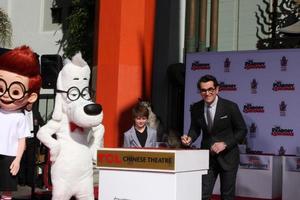 LOS ANGELES, FEB 14 - Sherman, Mr Peabody, Max Charles, Ty Burrell at the Mr Peabody honored with Pawprints in Cement at TCL Chinese Theater on February 14, 2014 in Los Angeles, CA photo