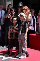 LOS ANGELES, JUL 9 - Slash, wife Perla and two sons at the Hollywood Walk of Fame Ceremony for Slash at Hard Rock Cafe at Hollywood and Highland on July 9, 2012 in Los Angeles, CA photo
