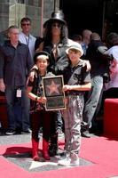 LOS ANGELES, JUL 9, Slash and two sons at the Hollywood Walk of Fame Ceremony for Slash at Hard Rock Cafe at Hollywood and Highland on July 9, 2012 in Los Angeles, CA photo