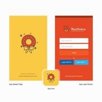 Company Flowers ring Splash Screen and Login Page design with Logo template Mobile Online Business Template vector