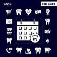 los iconos de glifos sólidos dentales establecidos para infografías kit uxui móvil y diseño de impresión incluyen dientes dientes dentista limpiar dientes infectados colección de dientes logotipo infográfico moderno y pictograma v vector