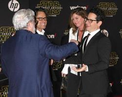 LOS ANGELES, DEC 14 - George Lucas, JJ Abrams at the Star Wars - The Force Awakens World Premiere at the Hollywood and Highland on December 14, 2015 in Los Angeles, CA photo