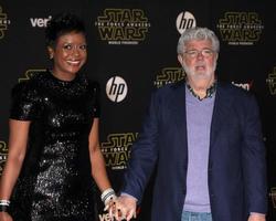 LOS ANGELES, DEC 14 - Mellody Hobson, George Lucas at the Star Wars - The Force Awakens World Premiere at the Hollywood and Highland on December 14, 2015 in Los Angeles, CA photo