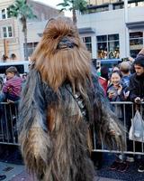 Los Ángeles, 17 de diciembre - Chewbacca en los fanáticos australianos de Star Wars se casan en una boda con el tema de Star Wars en el teatro chino TCL el 17 de diciembre de 2015 en Los Ángeles, CA. foto