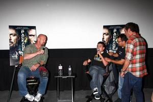 LOS ANGELES, FEB 15 - Steve Austin, Anthony Nieves, Guest, Leo Quinones at a special Q and A screening of The Package at the Laemmle Noho 7 Theaters on February 15, 2013 in North Hollywood, CA photo