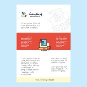 Template layout for GDPR document on laptop comany profile annual report presentations leaflet Brochure Vector Background