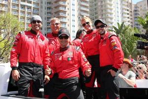 LOS ANGELES, FEB 18 - Joshua Morrow, Dave Pasant, Raul Mendez, Tricia Helfer, Nathan Kress at the Toyota Grand Prix Pro Celeb Race at the Toyota Grand Prix Racecourse on April 18, 2015 in Long Beach, CA photo