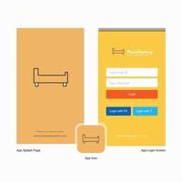 Company Bed Splash Screen and Login Page design with Logo template Mobile Online Business Template vector