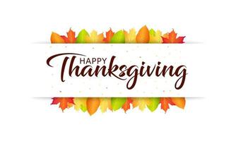 modern happy thanksgiving day background with autumn leaves vector