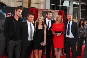 LOS ANGELES, MAY 2 - Liam Hemsworth, Chris Hemsworth, family arriving at the Thor World Premiere at El Capitan theater on May 2, 2011 in Los Angeles, CA photo