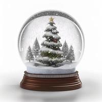 Globo de nieve de Navidad 3d sobre fondo blanco aislado. fiesta, celebracion, diciembre, feliz navidad foto