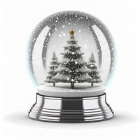 Globo de nieve de Navidad 3d sobre fondo blanco aislado. fiesta, celebracion, diciembre, feliz navidad foto