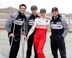 LOS ANGELES, MAR 19 - Daniel Goddard, Stephen Moyer, Megyn Price, AJ Buckley at the Toyota Pro Celebrity Race Training Session at Willow Springs Speedway on March 19, 2011 in Rosamond, CA photo