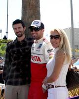 LOS ANGELES, APR 14 - Brother Brandon Jenner, Brody Jenner, mom Linda Thompson at the 2012 Toyota Pro Celeb Race at Long Beach Grand Prix on April 14, 2012 in Long Beach, CA photo
