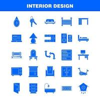 Interior Design Solid Glyph Icons Set For Infographics Mobile UXUI Kit And Print Design Include Carpet Furniture Household Window Home House Door Entrance Eps 10 Vector