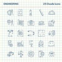 Engineering 25 Doodle Icons Hand Drawn Business Icon set vector