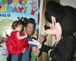 LOS ANGELES, DEC 4 - Amelie Bailey, Scott Bailey, Mickey Mouse character at the Amelie Bailey s 1st Birthday Party at Private Residence on December 4, 2016 in Studio CIty, CA photo