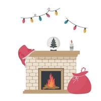 clip art de navidad con chimenea vector