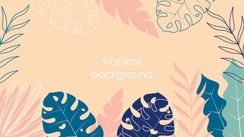 tropical leaves border background vector