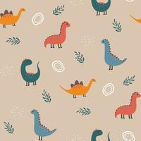 doodle dinosaurs pattern vector