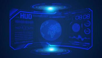 Modern HUD Technology Screen Background with blue globe vector