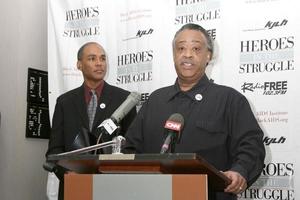 Phill Wilson  and  Rev  Al SharptonThe Black AIDS Institue Press ConferenceKJLHIngelwood, CAFebruary 7, 20082008 Kathy Hutchins   Hutchins Photo