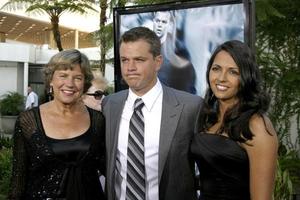 Matt Damon  and  wife Luciana, and his mother The Bourne Ultimatum  World PremiereArcLight TheaterLos Angeles, CAJuly 25, 20072007 Kathy Hutchins   Hutchins Photo