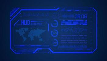 Modern HUD Technology Screen Background with world map vector