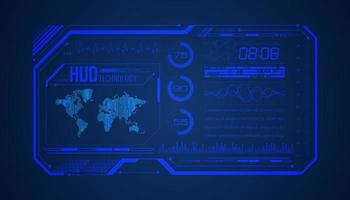 Modern HUD Technology Screen Background with world map vector