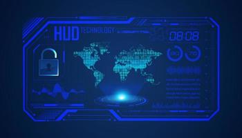Modern HUD Technology Screen Background with world map vector