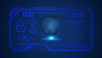 Modern HUD Technology Screen Background with blue globe vector