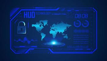 Modern HUD Technology Screen Background with world map vector