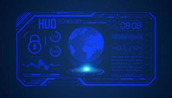 Modern HUD Technology Screen Background with blue globe vector