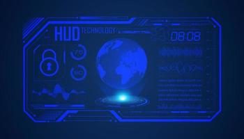 Modern HUD Technology Screen Background with blue globe vector